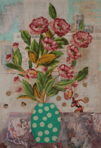 Florero collage tapiceria circo - Pinturas | Álvaro de la Torre